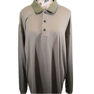 Walter Hagan Long Sleeve Ribbed Khaki Golf‎ Shirt Men's Size XXL